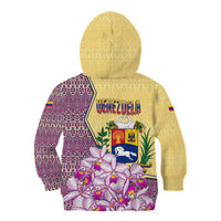 Venezuela Kid Hoodie with National Bird Orchid Flower Coat of Arms Spirit