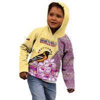 Venezuela Kid Hoodie with National Bird Orchid Flower Coat of Arms Spirit