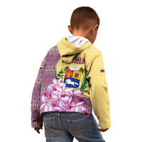 Venezuela Kid Hoodie with National Bird Orchid Flower Coat of Arms Spirit
