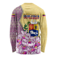 Venezuela Long Sleeve Shirt with National Bird Orchid Flower Coat of Arms Spirit