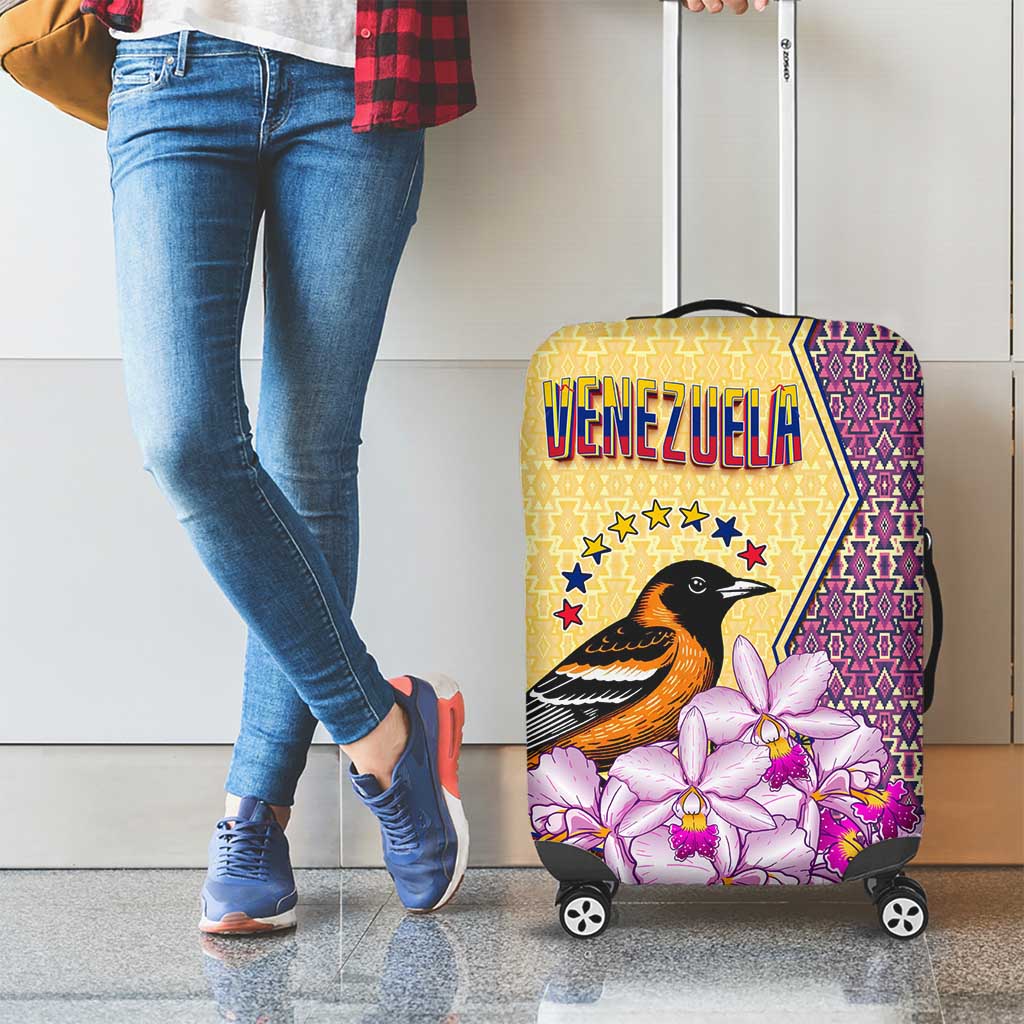 Venezuela Luggage Cover with National Bird Orchid Flower Coat of Arms Spirit