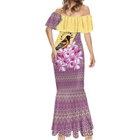 Venezuela Mermaid Dress with National Bird Orchid Flower Coat of Arms Spirit