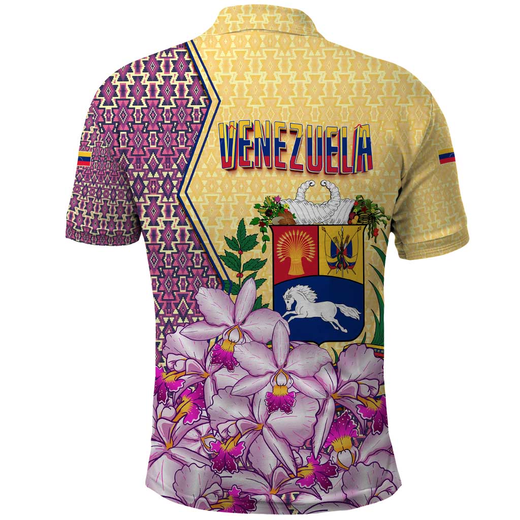 Venezuela Polo Shirt with National Bird Orchid Flower Coat of Arms Spirit