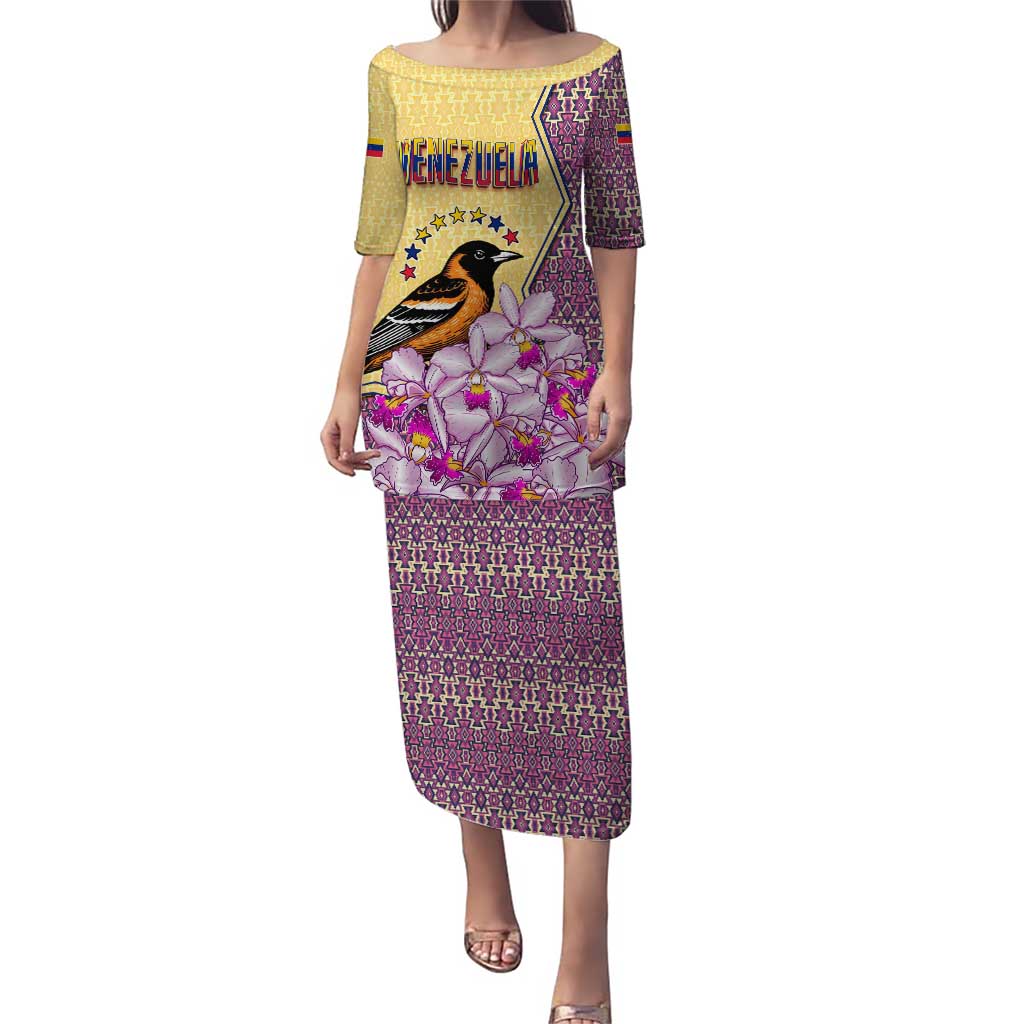 Venezuela Puletasi with National Bird Orchid Flower Coat of Arms Spirit