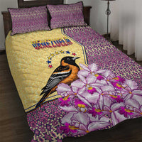 Venezuela Quilt Bed Set with National Bird Orchid Flower Coat of Arms Spirit