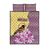 Venezuela Quilt Bed Set with National Bird Orchid Flower Coat of Arms Spirit