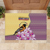 Venezuela Rubber Doormat with National Bird Orchid Flower Coat of Arms Spirit