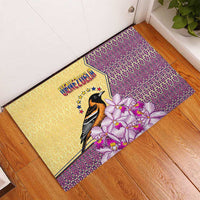 Venezuela Rubber Doormat with National Bird Orchid Flower Coat of Arms Spirit