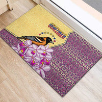 Venezuela Rubber Doormat with National Bird Orchid Flower Coat of Arms Spirit