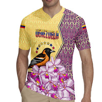 Venezuela Rugby Jersey with National Bird Orchid Flower Coat of Arms Spirit