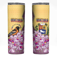 Venezuela Skinny Tumbler with National Bird Orchid Flower Coat of Arms Spirit