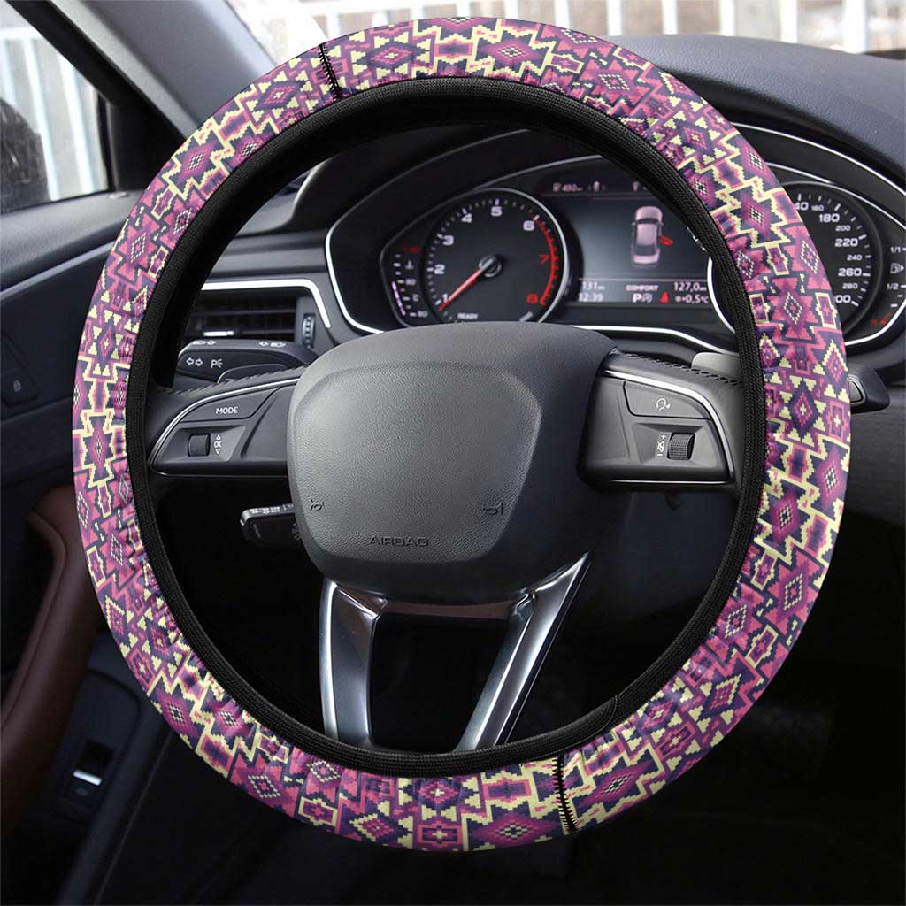 Venezuela Steering Wheel Cover with National Bird Orchid Flower Coat of Arms Spirit