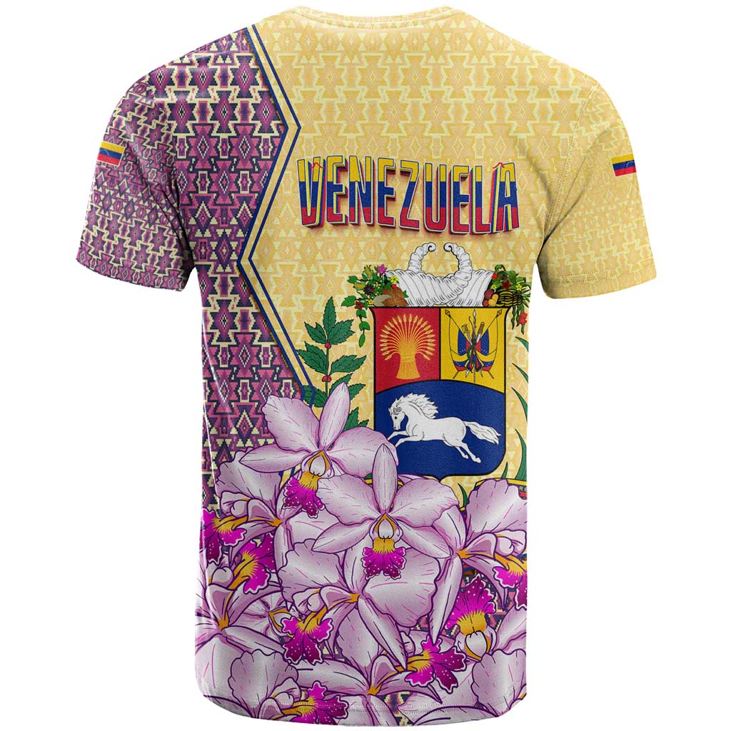 Venezuela T Shirt with National Bird Orchid Flower Coat of Arms Spirit