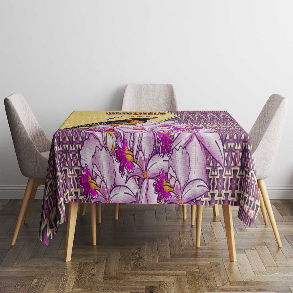 Venezuela Tablecloth with National Bird Orchid Flower Coat of Arms Spirit