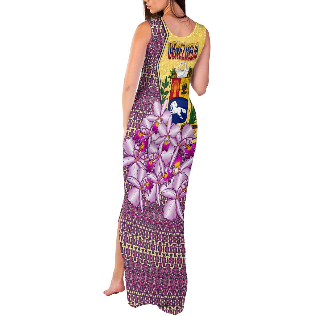 Venezuela Tank Maxi Dress with National Bird Orchid Flower Coat of Arms Spirit