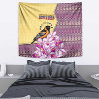 Venezuela Tapestry with National Bird Orchid Flower Coat of Arms Spirit