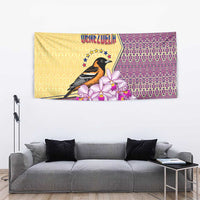Venezuela Tapestry with National Bird Orchid Flower Coat of Arms Spirit