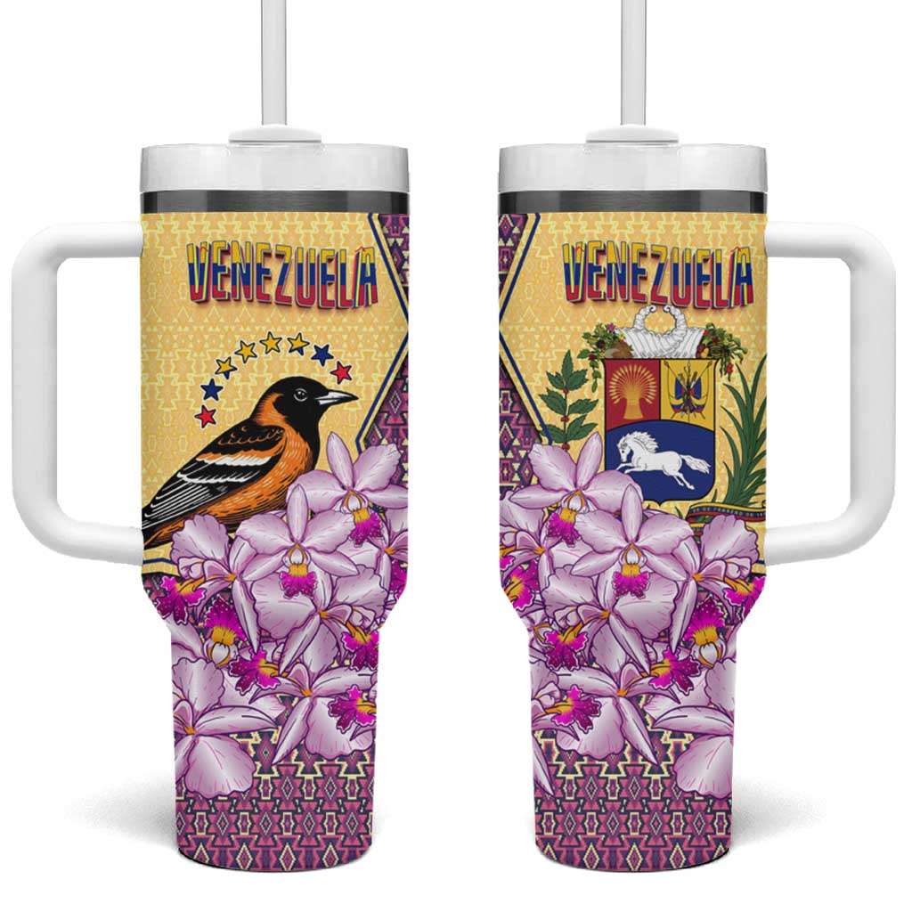 Venezuela Tumbler With Handle with National Bird Orchid Flower Coat of Arms Spirit