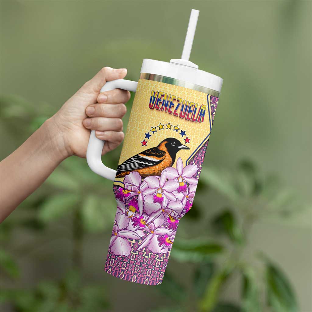 Venezuela Tumbler With Handle with National Bird Orchid Flower Coat of Arms Spirit
