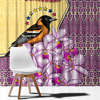 Venezuela Window Curtain with National Bird Orchid Flower Coat of Arms Spirit
