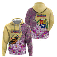 Venezuela Zip Hoodie with National Bird Orchid Flower Coat of Arms Spirit