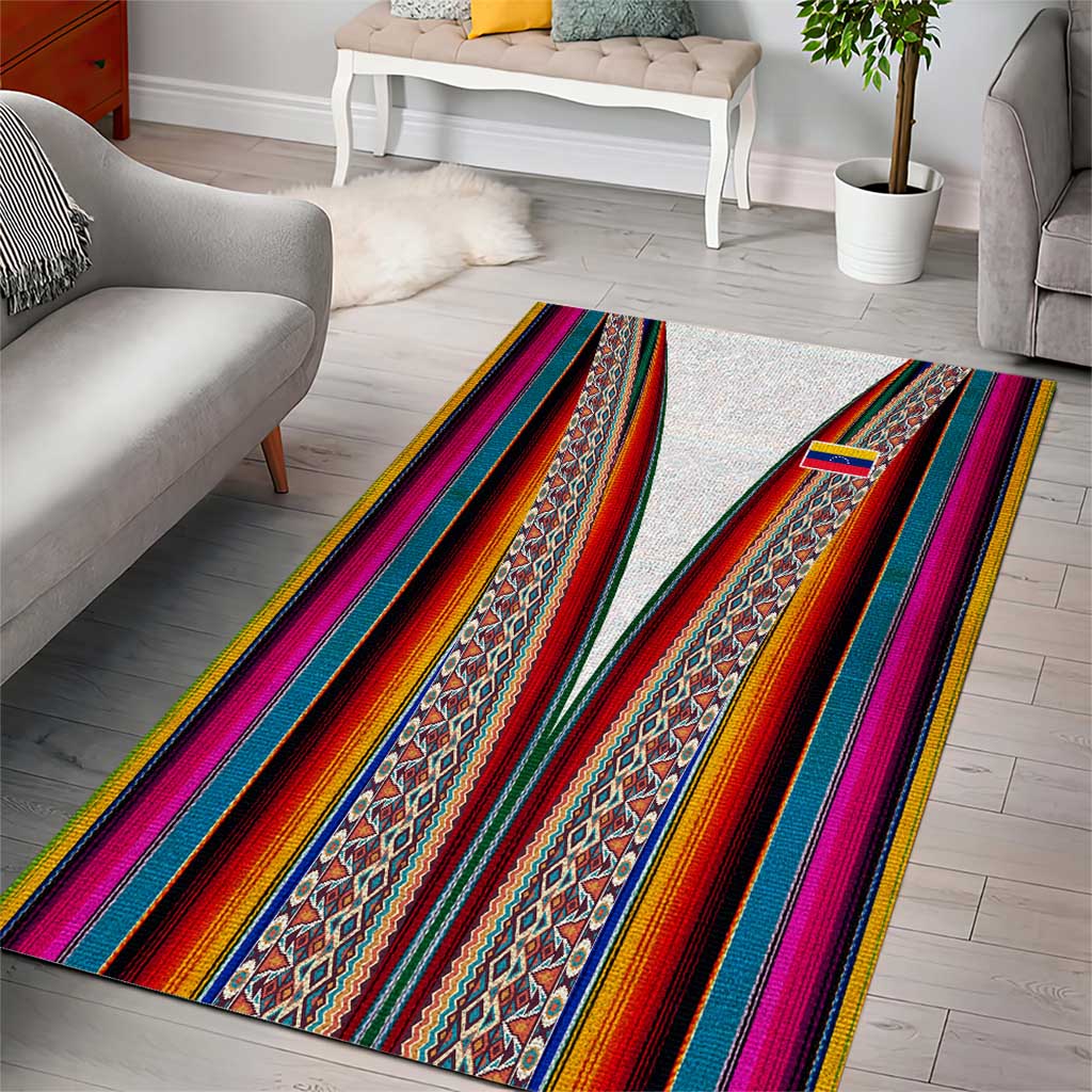 Venezuela Area Rug with Andean Multicolor Woven Textile Stripe Spirit