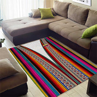 Venezuela Area Rug with Andean Multicolor Woven Textile Stripe Spirit