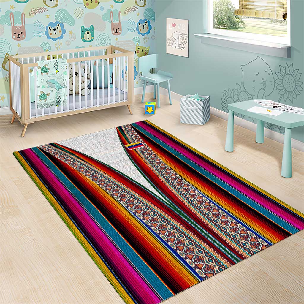 Venezuela Area Rug with Andean Multicolor Woven Textile Stripe Spirit