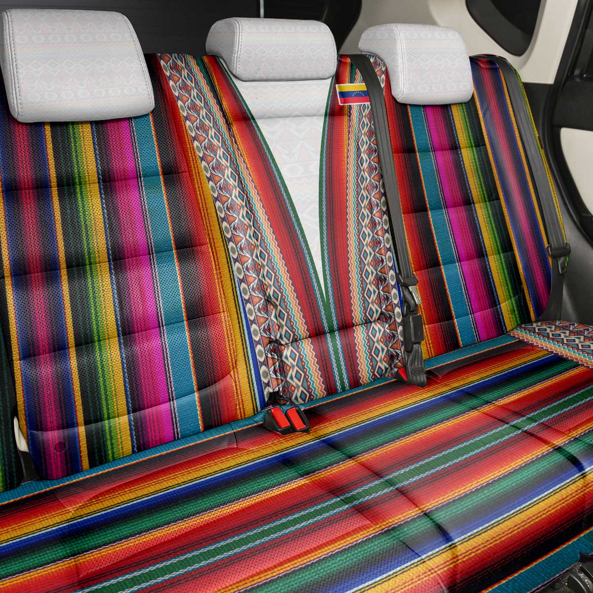 Venezuela Back Car Seat Cover with Andean Multicolor Woven Textile Stripe Spirit