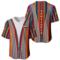 Venezuela Baseball Jersey with Andean Multicolor Woven Textile Stripe Spirit