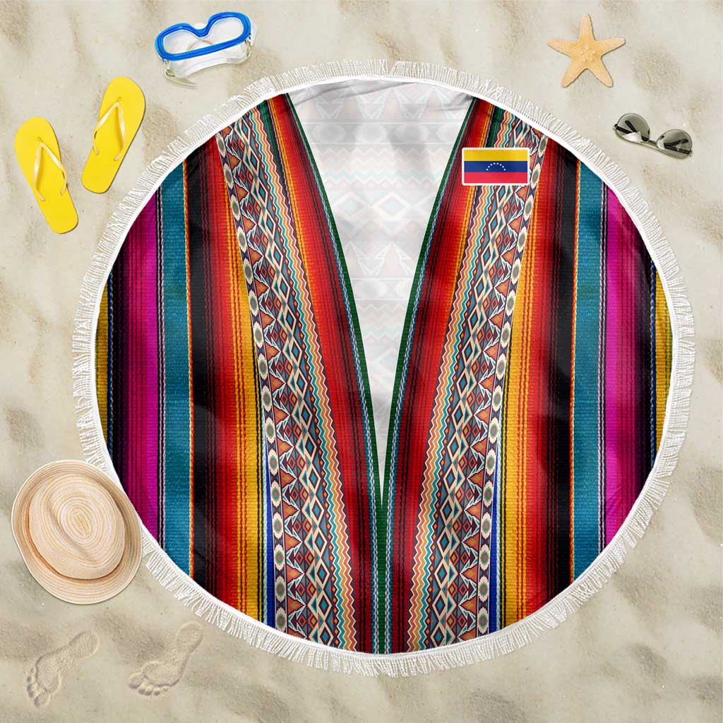 Venezuela Beach Blanket with Andean Multicolor Woven Textile Stripe Spirit
