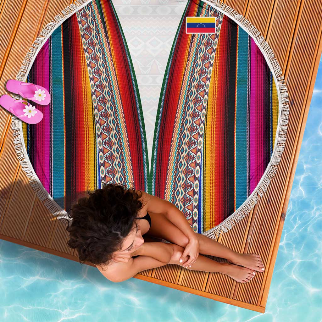 Venezuela Beach Blanket with Andean Multicolor Woven Textile Stripe Spirit