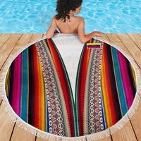 Venezuela Beach Blanket with Andean Multicolor Woven Textile Stripe Spirit