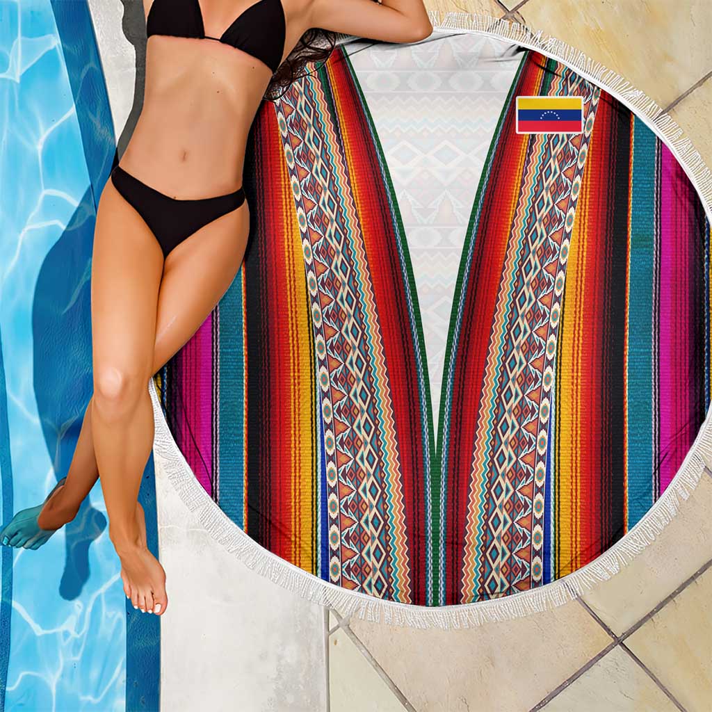 Venezuela Beach Blanket with Andean Multicolor Woven Textile Stripe Spirit