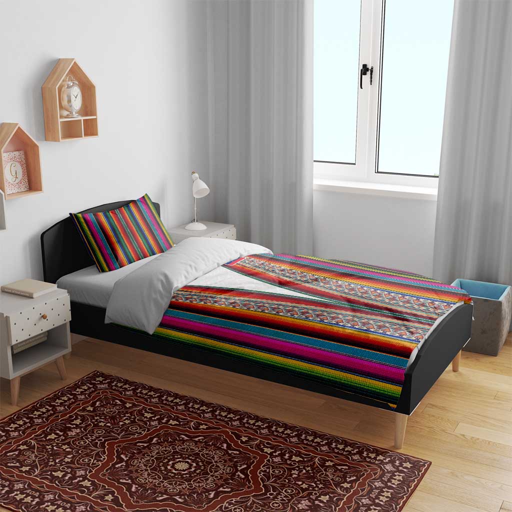 Venezuela Bedding Set with Andean Multicolor Woven Textile Stripe Spirit