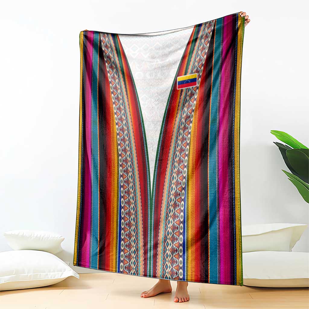 Venezuela Blanket with Andean Multicolor Woven Textile Stripe Spirit