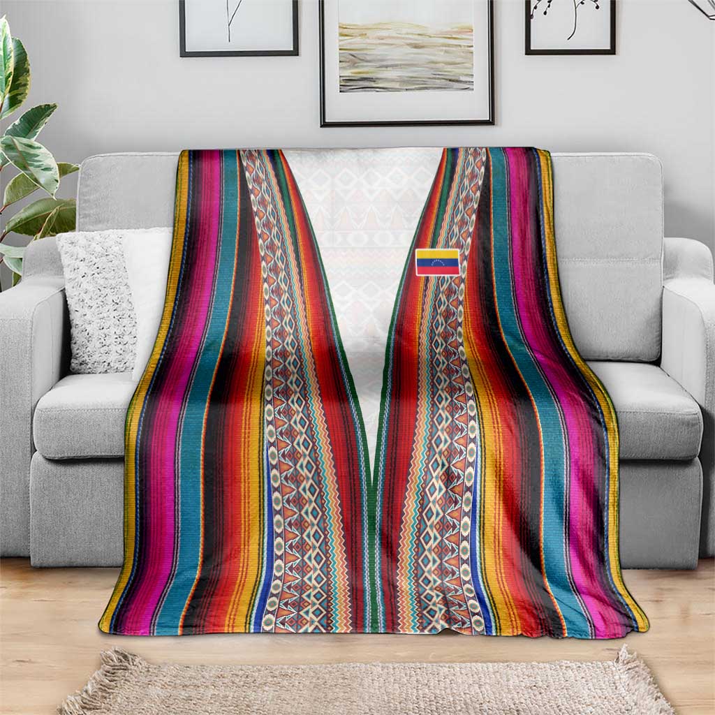 Venezuela Blanket with Andean Multicolor Woven Textile Stripe Spirit