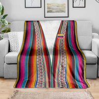 Venezuela Blanket with Andean Multicolor Woven Textile Stripe Spirit