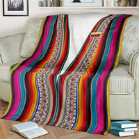 Venezuela Blanket with Andean Multicolor Woven Textile Stripe Spirit