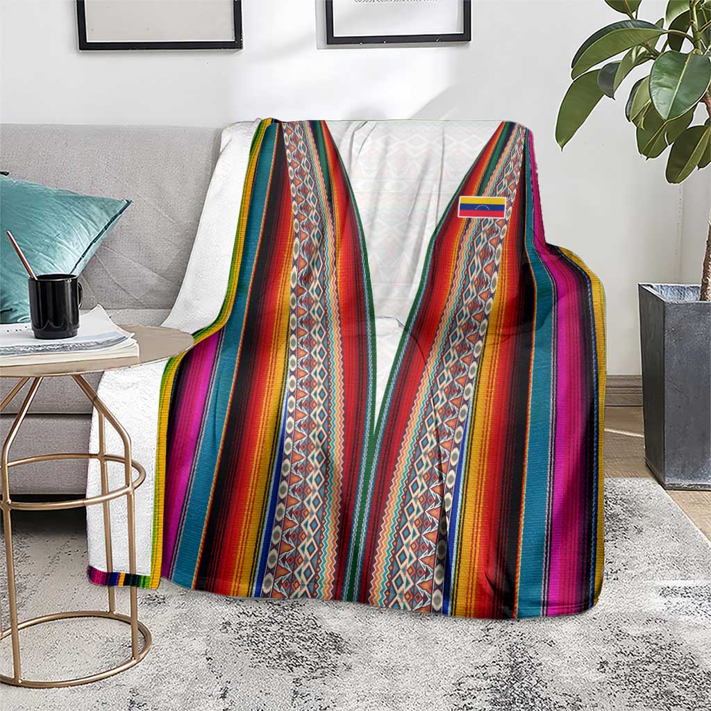 Venezuela Blanket with Andean Multicolor Woven Textile Stripe Spirit
