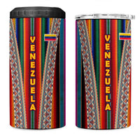 Venezuela 4 in 1 Can Cooler Tumbler with Andean Multicolor Woven Textile Stripe Spirit