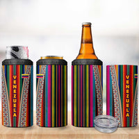 Venezuela 4 in 1 Can Cooler Tumbler with Andean Multicolor Woven Textile Stripe Spirit