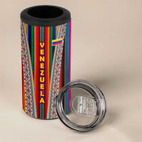 Venezuela 4 in 1 Can Cooler Tumbler with Andean Multicolor Woven Textile Stripe Spirit