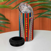 Venezuela 4 in 1 Can Cooler Tumbler with Andean Multicolor Woven Textile Stripe Spirit