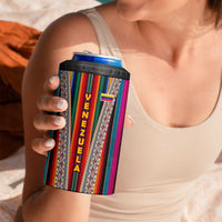 Venezuela 4 in 1 Can Cooler Tumbler with Andean Multicolor Woven Textile Stripe Spirit