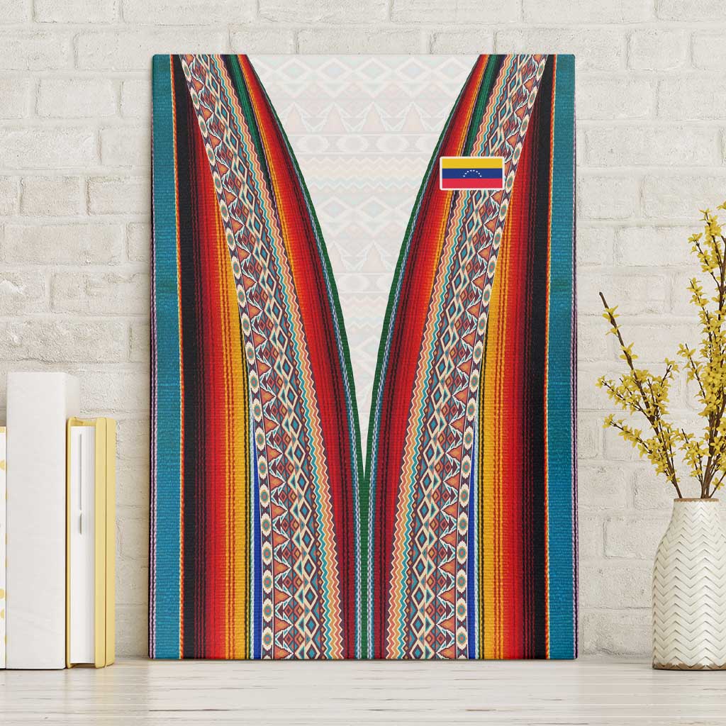 Venezuela Canvas Wall Art with Andean Multicolor Woven Textile Stripe Spirit