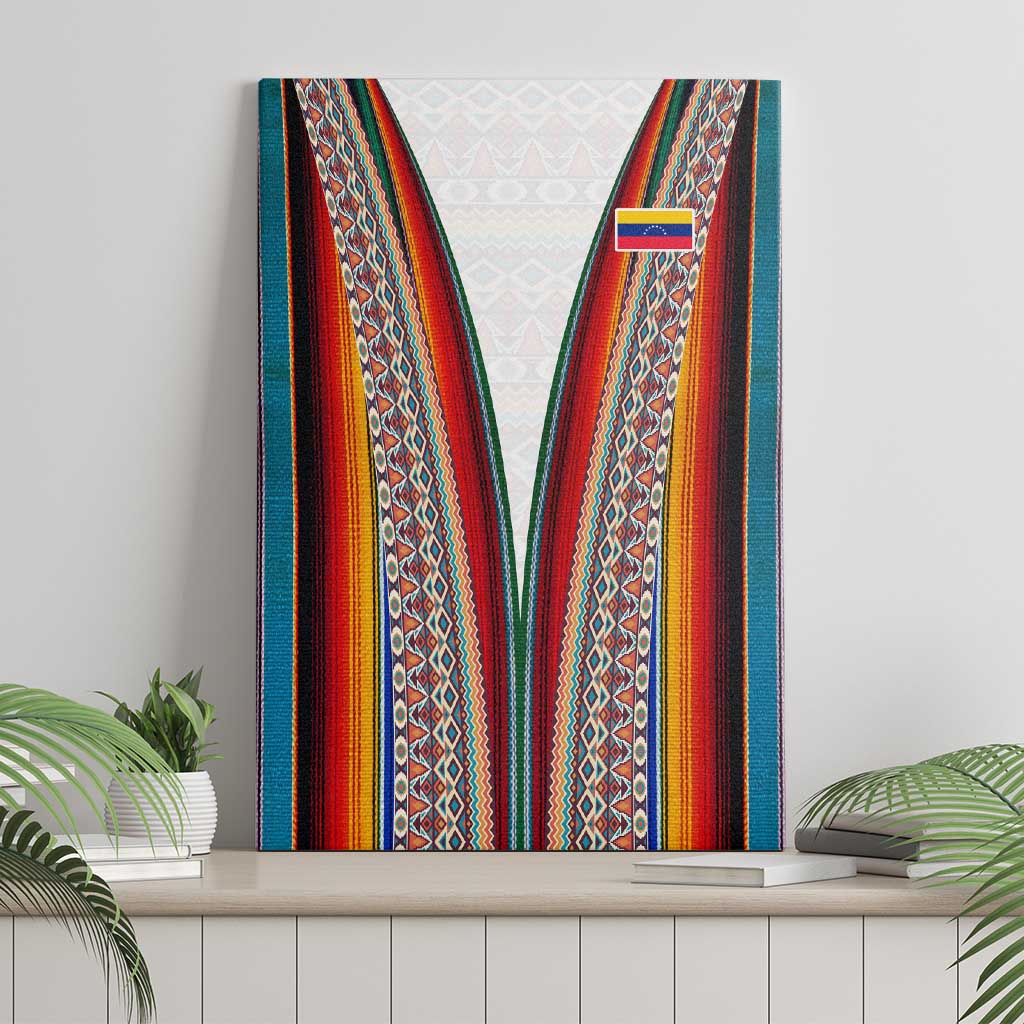 Venezuela Canvas Wall Art with Andean Multicolor Woven Textile Stripe Spirit