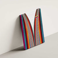 Venezuela Canvas Wall Art with Andean Multicolor Woven Textile Stripe Spirit