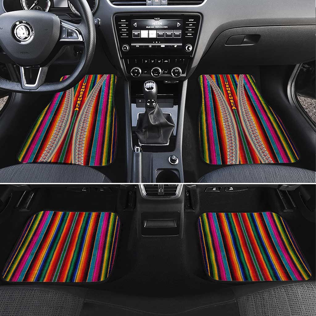 Venezuela Car Mats with Andean Multicolor Woven Textile Stripe Spirit