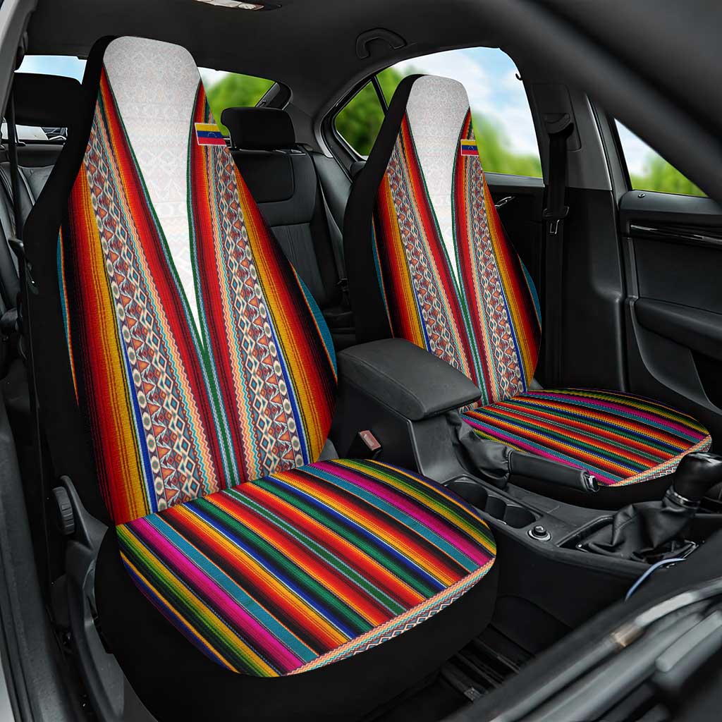Venezuela Car Seat Cover with Andean Multicolor Woven Textile Stripe Spirit